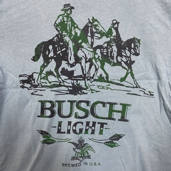 Busch Light Logo Brewed In U.S.A Cowboys Blue T-Shirt Small - Picture 2 of 4